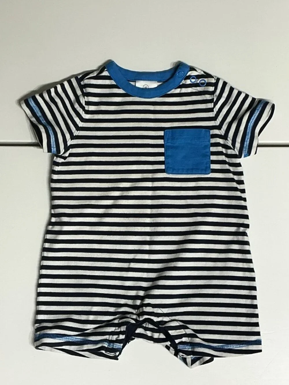 Hanna Andersson Short Sleeve One Piece 60cm Striped Black White Blue